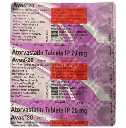 avas 20mg tablet 30's